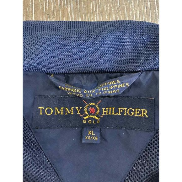 VTG Tommy Hilfiger Golf Jacket Men's XL Crest Full Zip Mesh Lined Blue Troon - Picture 3 of 7